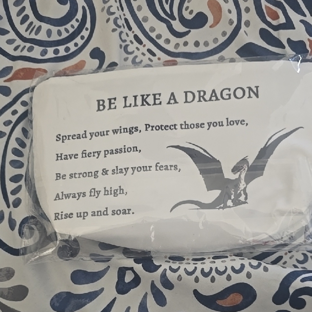White 'Be Like a Dragon makeup bag